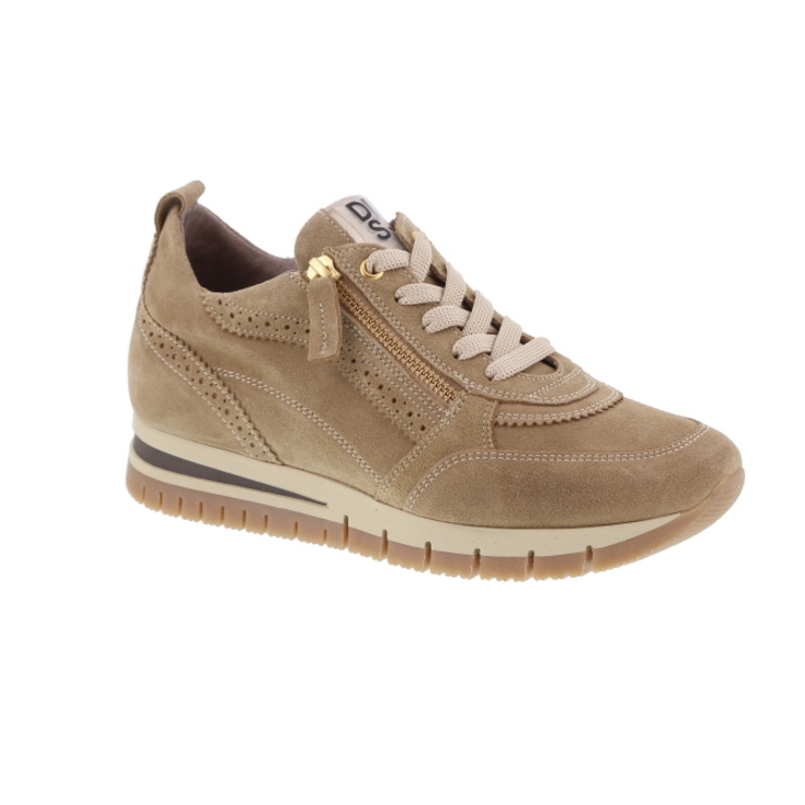 Dl Sport Leather And Woven Mix Trainers With Side Zip Beige/off White